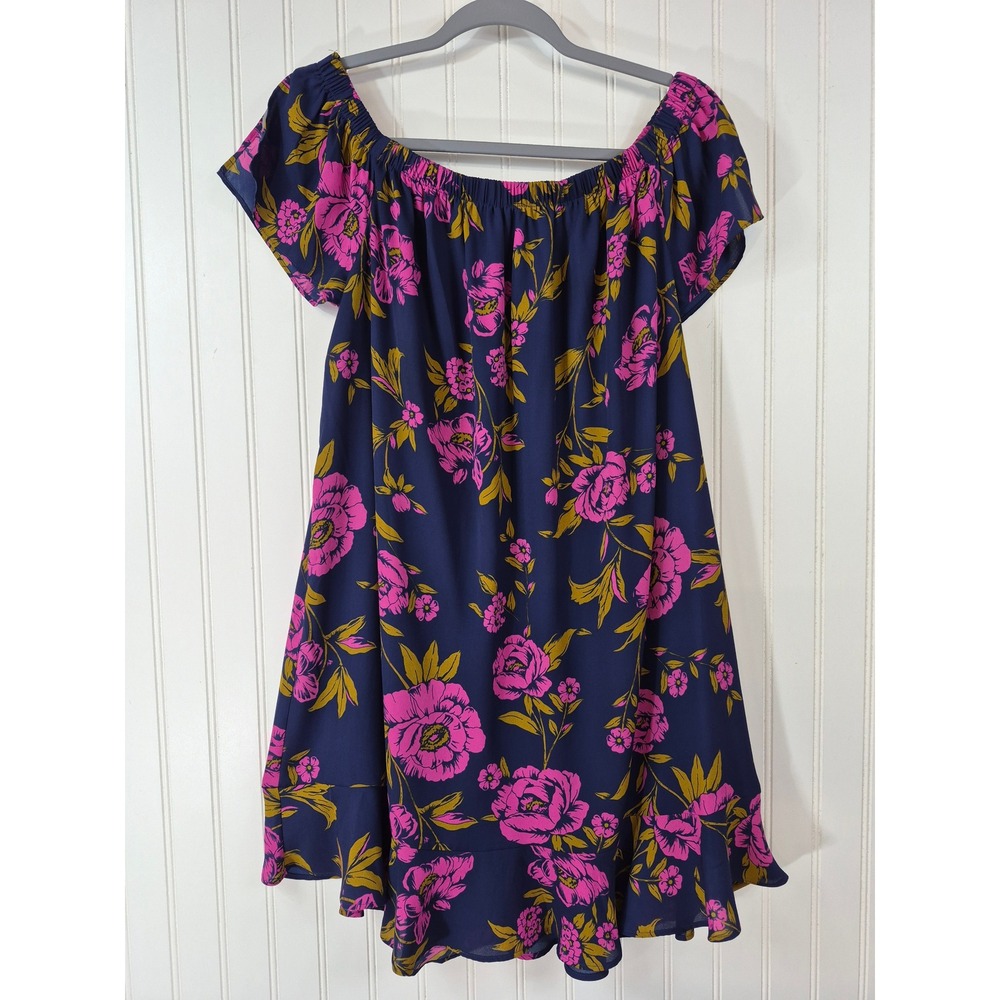 Express Navy Pink Floral Off The Shoulder Ruffle Hem Mini Dress
Large Flowy